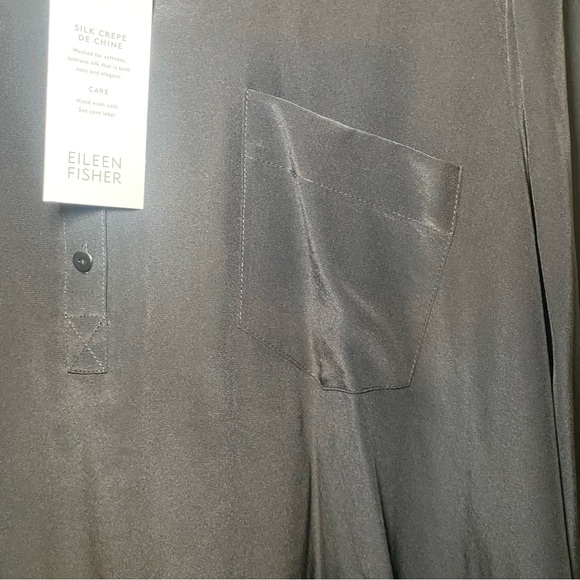 Eileen Fisher 100% Silk Mandarin Collar Shirt Size XL - Picture 7 of 8